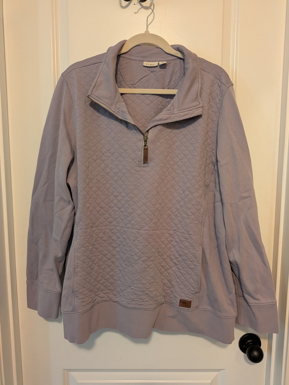 L.L. Bean Dusty Lavender Quilted Half-Zip Pullover